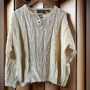 Vintage Outback Red (Size L) Cotton Blend Cream Sweater Fisherman Classic - READ